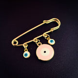 Alloy Enamel Gold Evil Eye Safety Pin Brooch For Women Pink