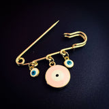 Alloy Enamel Gold Evil Eye Safety Pin Brooch For Women Pink