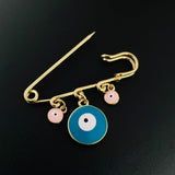 Alloy Enamel Gold Evil Eye Safety Pin Brooch For Women Green