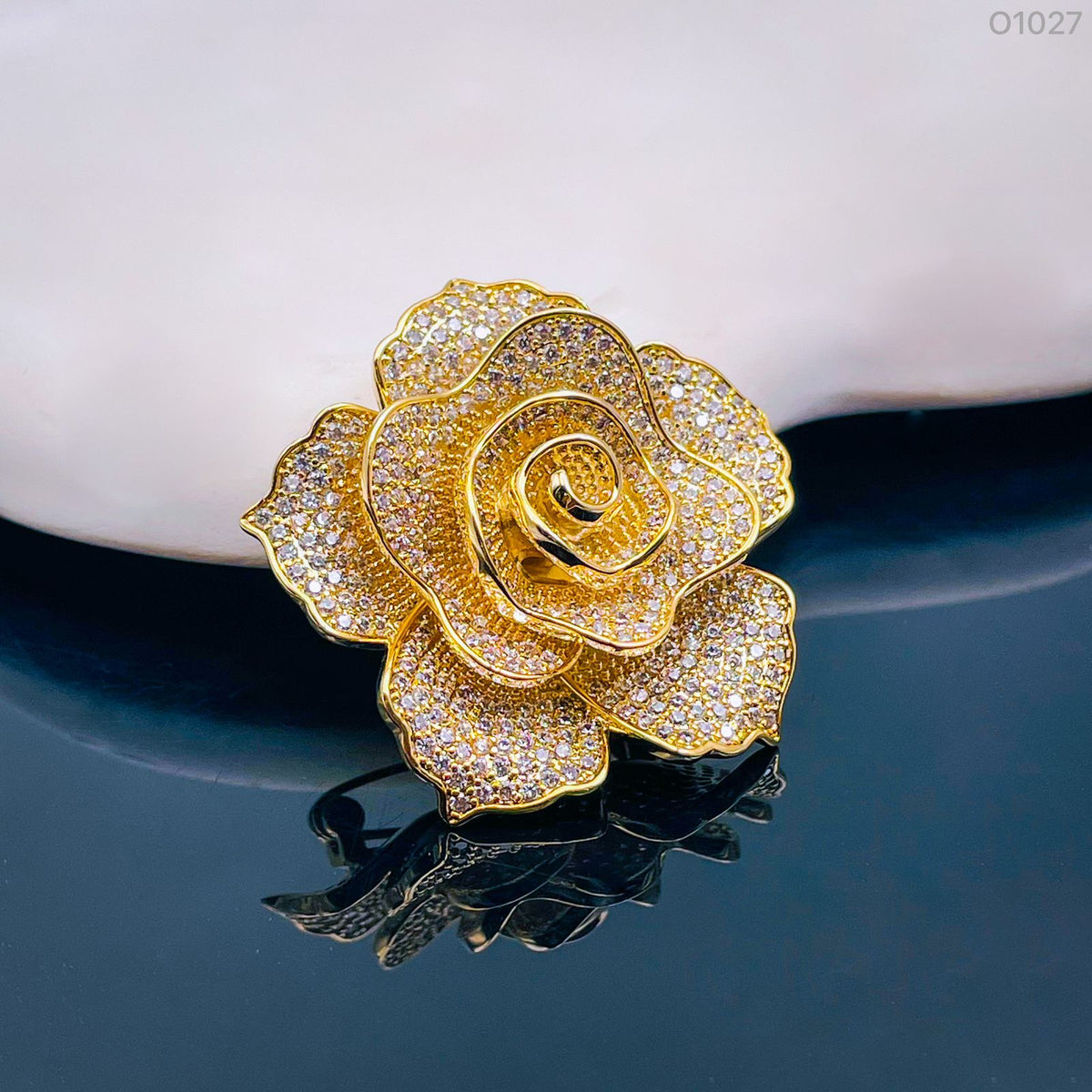 Rafflesia Flower Cubic Zirconia 18K Gold Anti Tarnish Brooch for Women