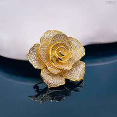 Rafflesia Flower Cubic Zirconia 18K Gold Anti Tarnish Brooch for Women
