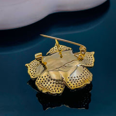 Rafflesia Flower Cubic Zirconia 18K Gold Anti Tarnish Brooch for Women