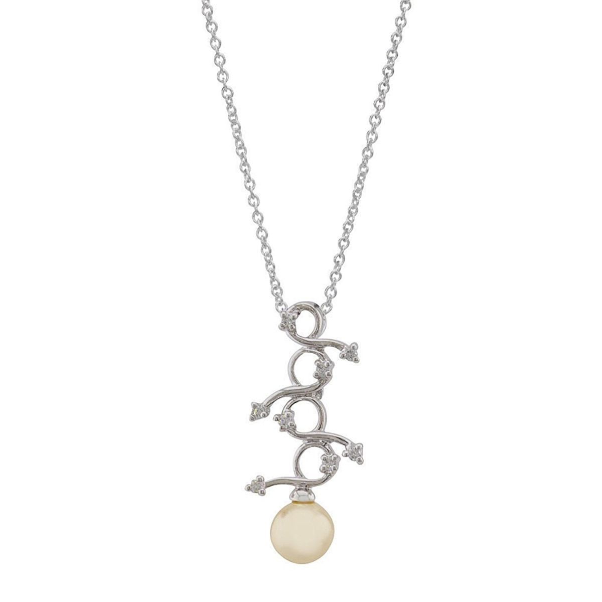 Stylish 92.5 Sterling Silver American Diamond Pearl Pendant