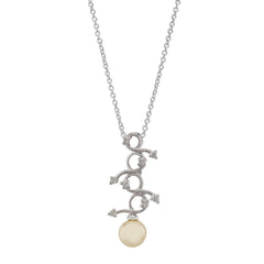 Stylish 92.5 Sterling Silver American Diamond Pearl Pendant