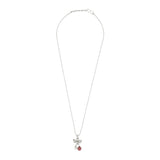 Bow Pink American Diamond Pearl Necklace Pendant Chain