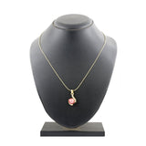 Daily 18K Gold Pink American Diamond Pearl Necklace Pendant Chain