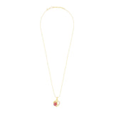 Heart Cz 18K Gold Pink American Diamond Pearl Necklace Pendant Chain