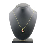 Heart Cz 18K Gold Pink American Diamond Pearl Necklace Pendant Chain