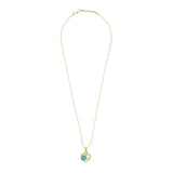 Heart Cz 18K Gold Blue American Diamond Pearl Necklace Pendant Chain
