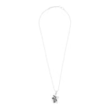Enamel Cz Flower Black American Diamond Pearl Necklace Pendant Chain