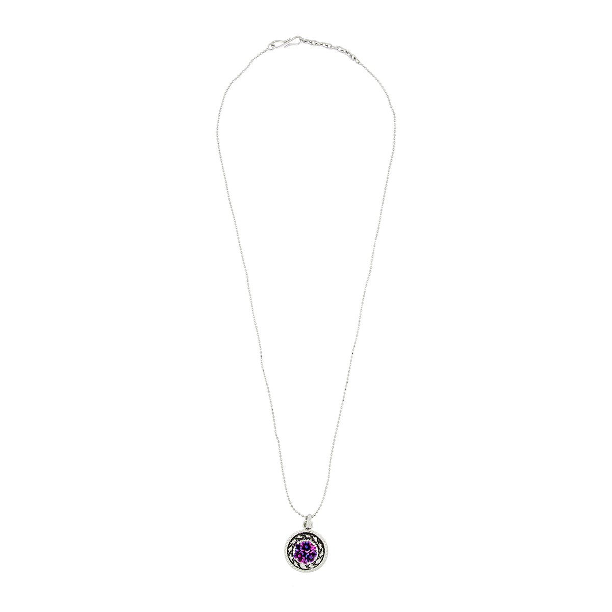 Oxidize Rose Rhodium Plated Purple Necklace Pendant Chain