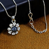 Flower Cz Black American Diamond Pearl Necklace Pendant Chain