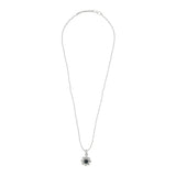 Flower Cz Black American Diamond Pearl Necklace Pendant Chain