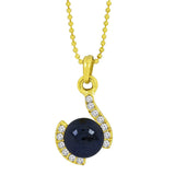 Casual 18K Gold Black American Diamond Pearl Necklace Pendant Chain