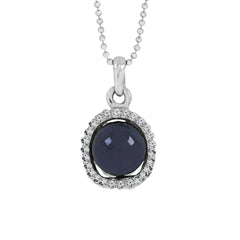 Trendy Rhodium Black American Diamond Pearl Necklace Pendant Chain