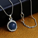 Trendy Rhodium Black American Diamond Pearl Necklace Pendant Chain