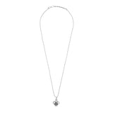 Enamel Flower Black American Diamond Pearl Necklace Pendant Chain