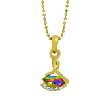 Rainbow 18K Gold Plated Gold American Diamond Necklace Pendant Chain