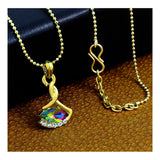 Rainbow 18K Gold Plated Gold American Diamond Necklace Pendant Chain