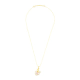 Heart Pink 18K Gold American Diamond Pearl Necklace Pendant Chain