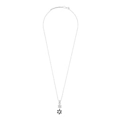 Star Flower Cz Rhodium Black American Diamond Necklace Pendant Chain