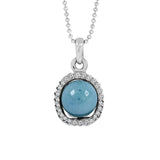 Trendy Rhodium Blue American Diamond Pearl Necklace Pendant Chain