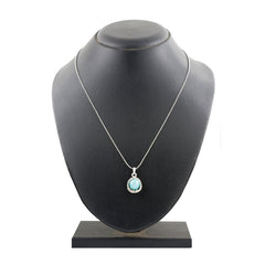 Trendy Rhodium Blue American Diamond Pearl Necklace Pendant Chain