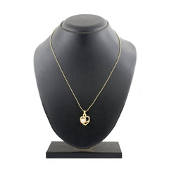 Heart Cz 18K Gold American Diamond Pearl Necklace Pendant Chain