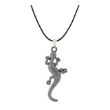 Punk Lizard Oxidized Stainless Steel Pendant Necklace Chain For Men