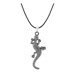 Punk Lizard Oxidized Stainless Steel Pendant Necklace Chain