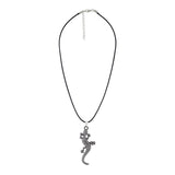 Punk Lizard Oxidized Stainless Steel Pendant Necklace Chain