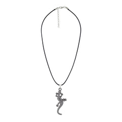 Punk Lizard Oxidized Stainless Steel Pendant Necklace Chain