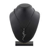 Punk Lizard Oxidized Stainless Steel Pendant Necklace Chain
