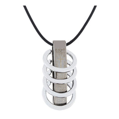 Funky Punk Biker 5 Rings Black Stainless Steel Pendant Necklace Chain
