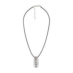 Funky Punk Biker 5 Rings Black Stainless Steel Pendant Necklace Chain