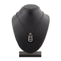 Funky Punk Biker 5 Rings Black Stainless Steel Pendant Necklace Chain
