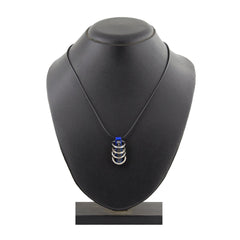 Funky Punk Biker 5 Rings Blue Stainless Steel Pendant Necklace Chain