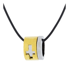 Cross Biker Funky Stainless Steel Gold Plated Pendant Necklace Chain