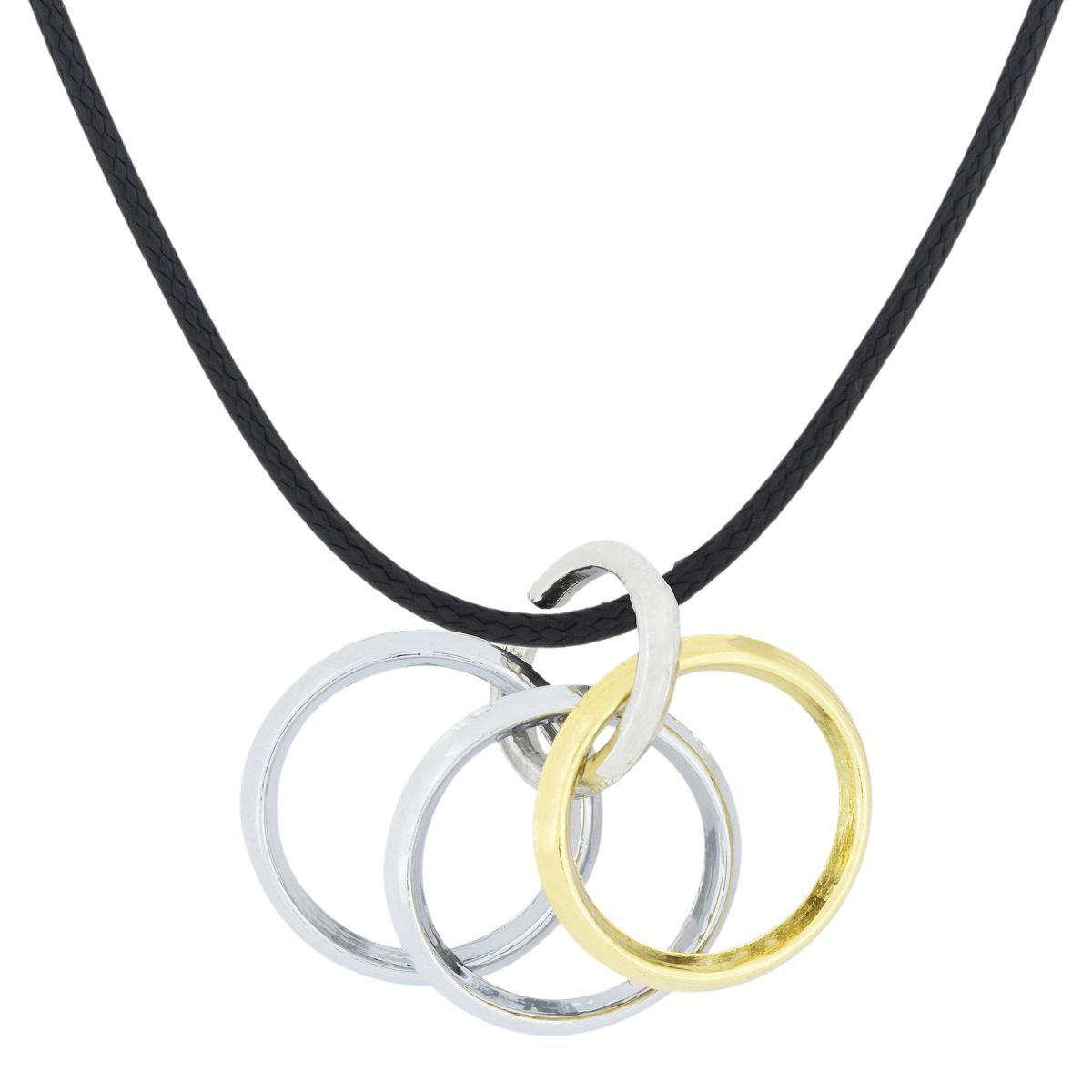 Funky Punk Biker 4 Rings Gold Stainless Steel Pendant Necklace Chain