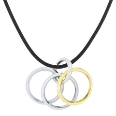 Funky Punk Biker 4 Rings Gold Stainless Steel Pendant Necklace Chain
