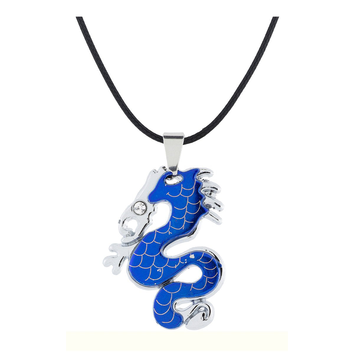 Punk Biker Dragon Snake Blue Stainless Steel Pendant Necklace Chain
