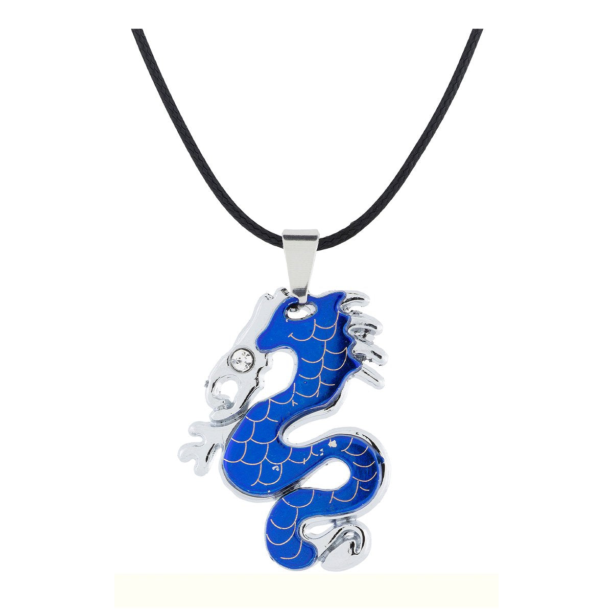 Punk Biker Dragon Snake Blue Stainless Steel Pendant Necklace Chain