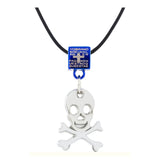 Biker Punk Skull Blue Silver Stainless Steel Pendant Necklace Chain For Men