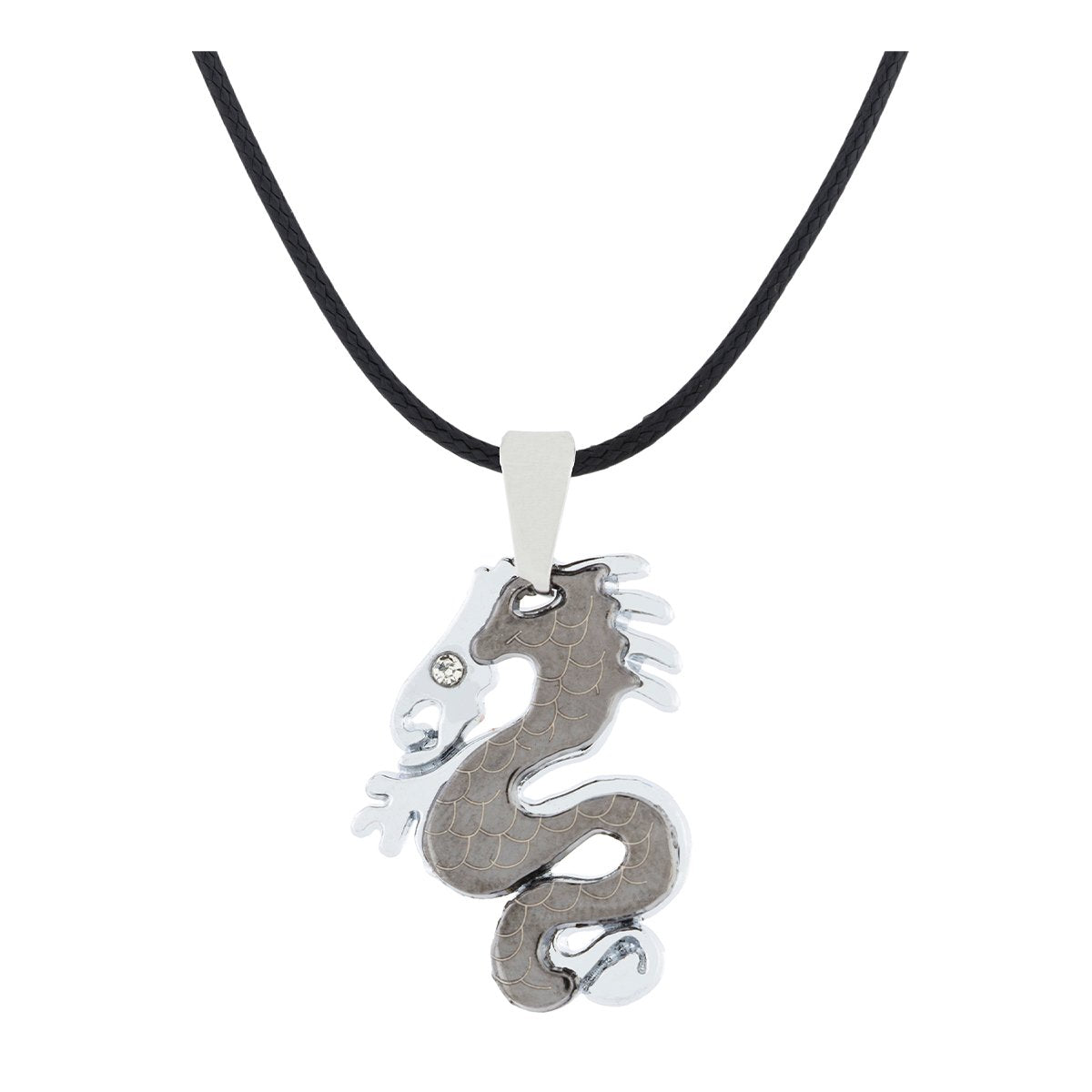 Punk Biker Dragon Snake Black Stainless Steel Pendant Necklace Chain