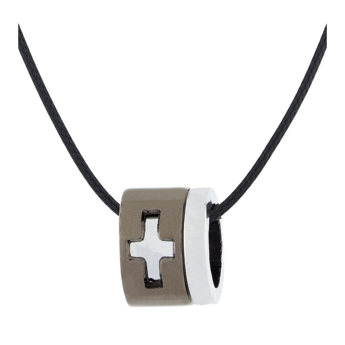 Cross Biker Funky Stainless Steel Black Plated Pendant Necklace Chain