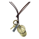 Cap Cycle Clock Cross Bronze Vintage Leather Pendant Chain