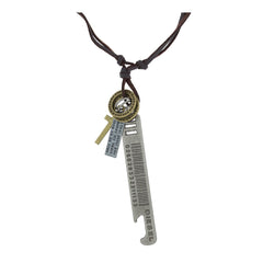 Tag Cross Bronze Vintage Dog Tag Oxidised Leather Pendant Chain