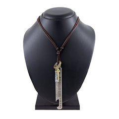 Tag Cross Bronze Vintage Dog Tag Oxidised Leather Pendant Chain