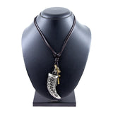 Anchor Diesel Tag Elephant Tusk Cross Bronze Leather Pendant Chain