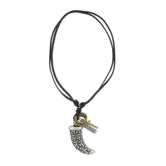 Anchor Diesel Tag Elephant Tusk Cross Bronze Leather Pendant Chain